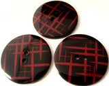 B3203 34mm Black and Pale Burgundy High Gloss 2 Hole Button - Ribbonmoon