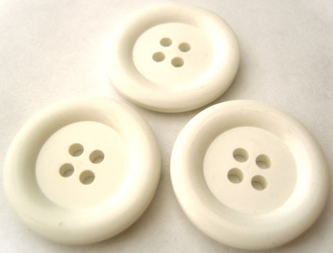 B4000 26mm White Gloss Acrylic 4 Hole Button, Raised Round Rim