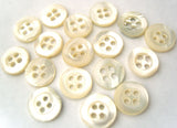 B4023C 9mm Ivory Cream Real Shell 4 Hole Buttons - Ribbonmoon