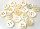 B4023 9mm Ivory Cream Real Shell 4 Hole Button - Ribbonmoon
