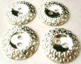 B4048 22mm Silver Light Metal Alloy 2 Hole Button with a Textured Rim - Ribbonmoon