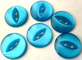 B4074 14mm Azure Blue 2 Hole Polyester Fish Eye Button - Ribbonmoon
