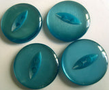 B4077 19mm Peacock Blue 2 Hole Polyester Fish Eye Button - Ribbonmoon