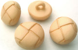 B4143 15mm Antique Peach Cream Leather Effect "Football" Shank Button - Ribbonmoon