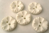 B4232 Textured 19mm  White Flower Shaped 2 Hole Button - Ribbonmoon