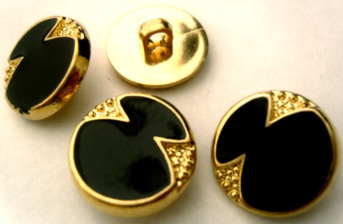 B4242 21mm Gilded Gold Poly Shank Button, Black Onyx Effect Centre - Ribbonmoon