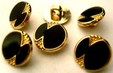 B4243 15mm Gilded Gold Poly Shank Button, Black Onyx Effect Centre - Ribbonmoon