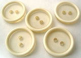 B4291 15mm Beige Tinted Clear Centre, Ivory Rim 2 Hole Button - Ribbonmoon