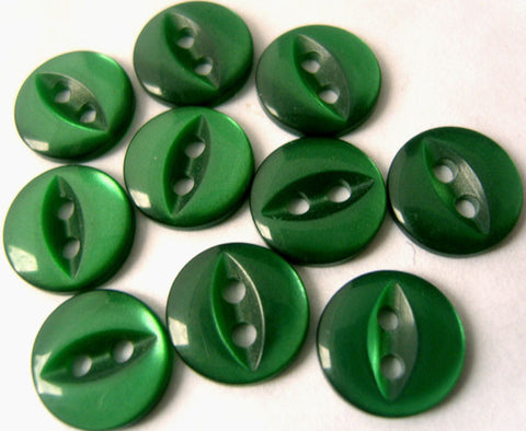 B4312 11mm Bottle Green 2 Hole Polyester Fish Eye Button - Ribbonmoon