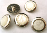 B4522 18mm Gilded Silver Poly Shank Button, Tonal Pearlised Centre - Ribbonmoon
