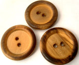 B4541 28mm Antique Pine Wood 2 Hole Button - Ribbonmoon