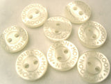 B4561 11mm Bridal White Pearlised 2 Hole Button, Lettered Rim MONSOON - Ribbonmoon