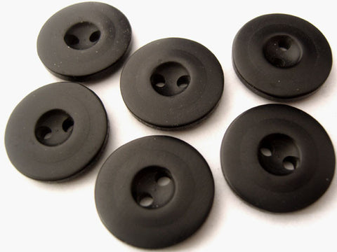 B4574 18mm Black Soft Sheen 2 Hole Button - Ribbonmoon