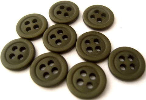 B4641 11mm English Forest Green Matt Bone Sheen 4 Hole Button - Ribbonmoon