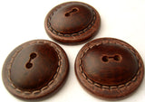 B4656 28mm Rosewood Leather Effect Domed 2 Hole Button - Ribbonmoon