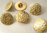 B4795 15mm Pale Gold Metal Alloy Textured Shank Button - Ribbonmoon