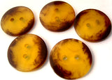B4801 20mm Amber and Brown Semi Transparent Gloss 2 Hole Button - Ribbonmoon