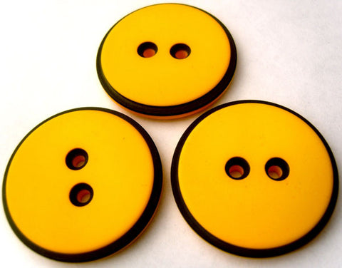 B4836 34mm Gold Yellow and Black Matt 2 Hole Button - Ribbonmoon