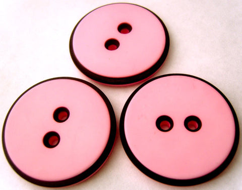 B4838 34mm Rose Pink and Black Matt 2 Hole Button - Ribbonmoon
