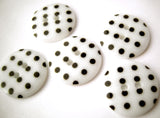 B7170 15mm White and Black Polka Dot Glossy 2 Hole Button