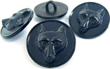 B7614 15mm Navy Raised Textured Fox Design Shank Button