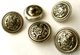 B7915 15mm Anti Silver Metal Alloy Shank Button, Coat of Arms Design - Ribbonmoon
