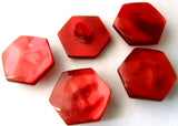 B7989 17mm Light Scarlet Berry Hexagon Polyester Shank Button - Ribbonmoon