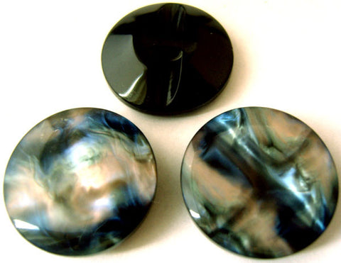 B8093 25mm Black Button with Vivid Iridescence,Hole Built into the Back