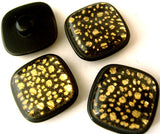 B8052 22mm Black Shank Button, Glittery Gold under a Clear Surface - Ribbonmoon