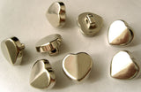 B8076 11mm Silver Light Metal Alloy Love Heart Shaped Shank Button - Ribbonmoon