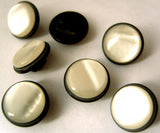 B8113 12mm Pealised Bridal White Shank Button with a Black Rim - Ribbonmoon