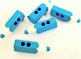 B8511 19mm Blue-White Crayon-Pencil Novelty Childrens 2 Hole Button