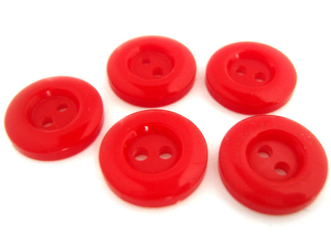 B8607 14mm Bright Red Semi Pearlised 2 Hole Button,Slight Tonal Shimmer