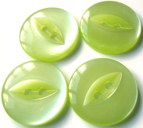 B12602 16mm Pale Lime Green 2 Hole Polyester Fish Eye Button - Ribbonmoon