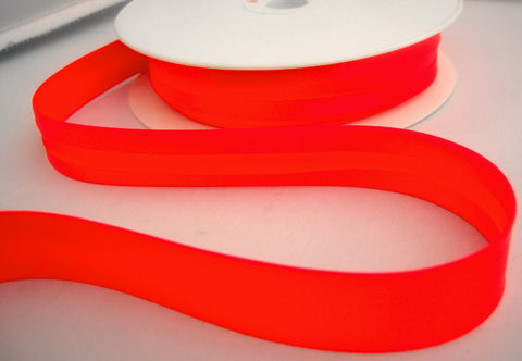 BB327 19mm Fluorescent Red Satin Bias Binding Tape - Ribbonmoon