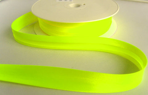 BB342 19mm Fluorescent Yellow Satin Bias Binding - Ribbonmoon