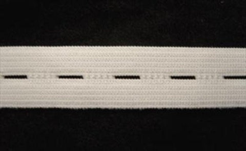 BHT11 19mm White Buttonhole Elastic. - Ribbonmoon