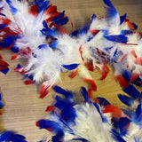 Feather Boa White with Red and Blue Tips Approx 1.65 metres Long