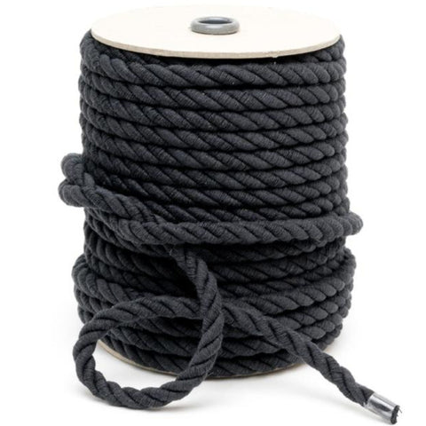 C457 9mm Black Crepe Cord, 100% Natural Cotton