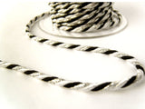C475 4mm Black, White and Metallic Silver Lurex Rope Cord