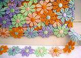 DT01 25mm Multi Coloured Daisy Lace Trim - Ribbonmoon