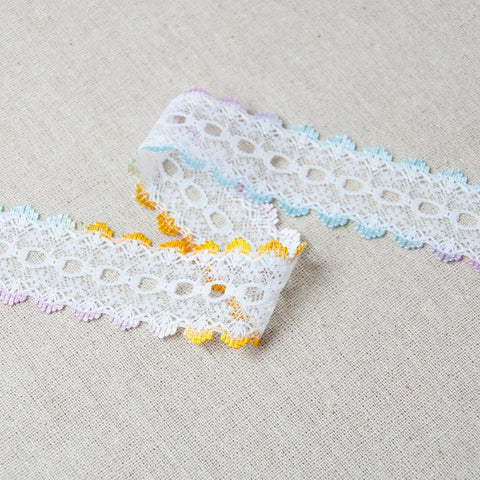 L526 35mm White and Mixed Summer Eyelet or Knitting In Flat Lace