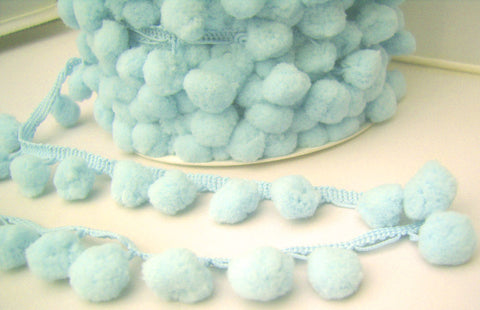 FT2053 25mm Light Blue Pom Pom Bobble Fringe - Ribbonmoon