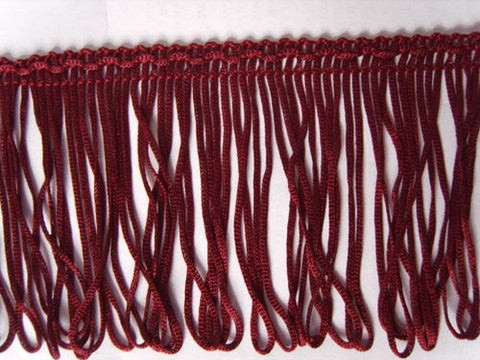 FT2222 72mm Burgundy Looped Dress Fringe on a Thin Braid - Ribbonmoon