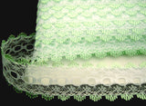 L252 35mm White and Mint Green Eyelet or Knitting In Lace