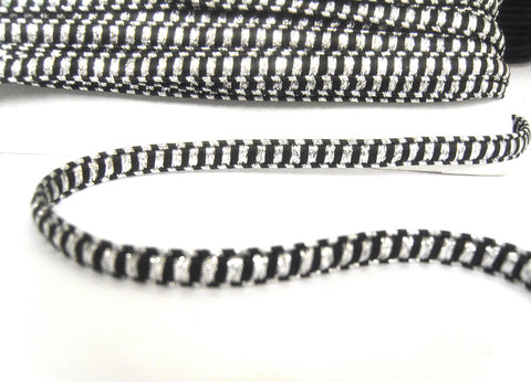 FT3124 8mm Metallic Silver and Black President Braid Trimming