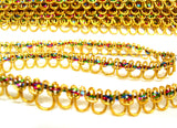 FT3126 12mm Gold and Multi Coloured Metallic Braid Trimming