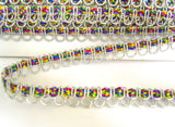 FT3127 11mm Silver and Multi Coloured Metallic Braid Trimming