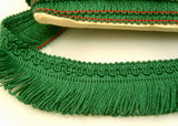 FT748 36mm Green Looped Fringe on a Braid