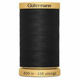 GTC 5201 400mtr Spool Black Gutermann 100% Cotton Sewing Thread